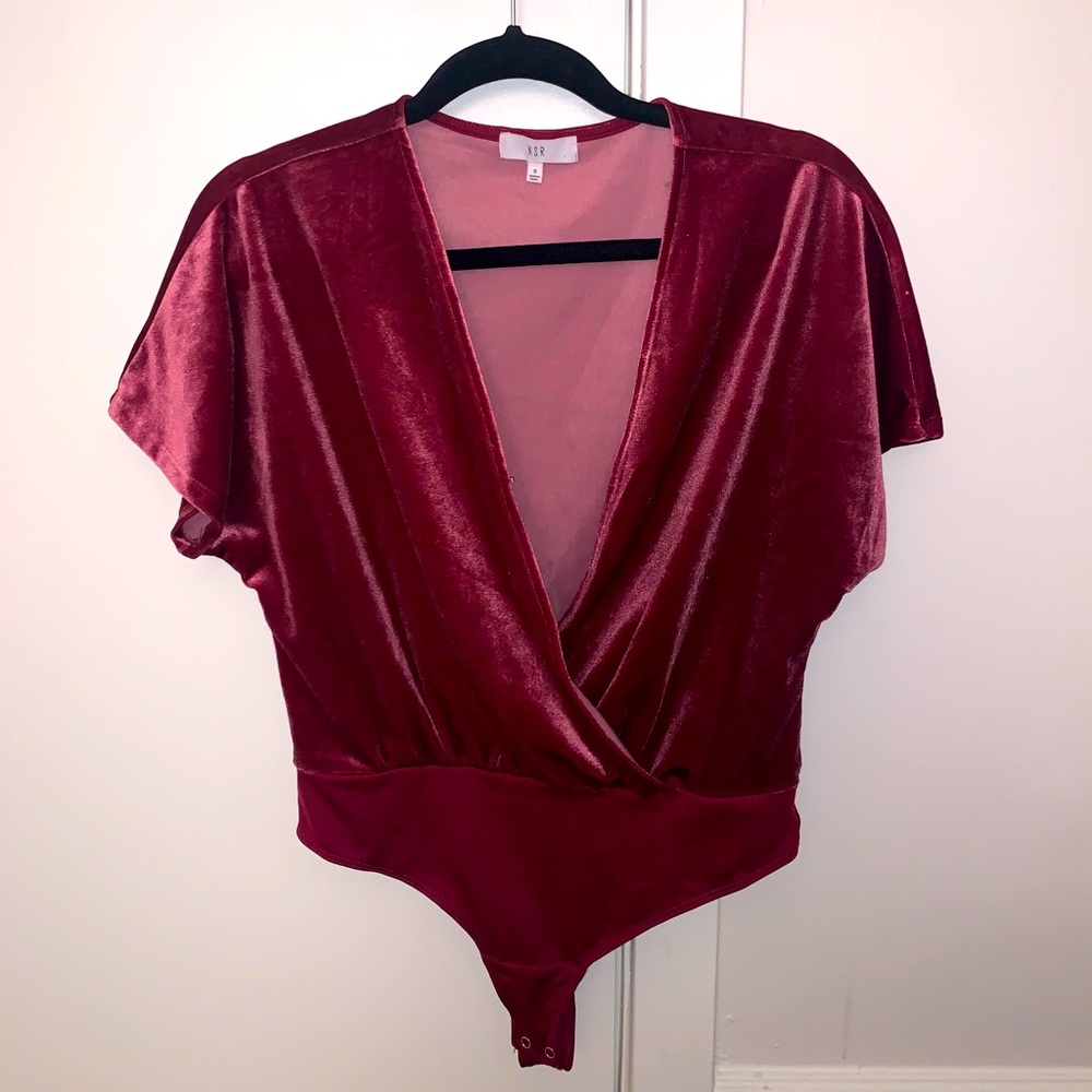 NSR Nina Runsdorf Velvet short sleeve bodysuit